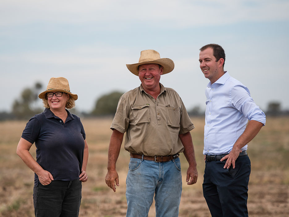 Three people on farm